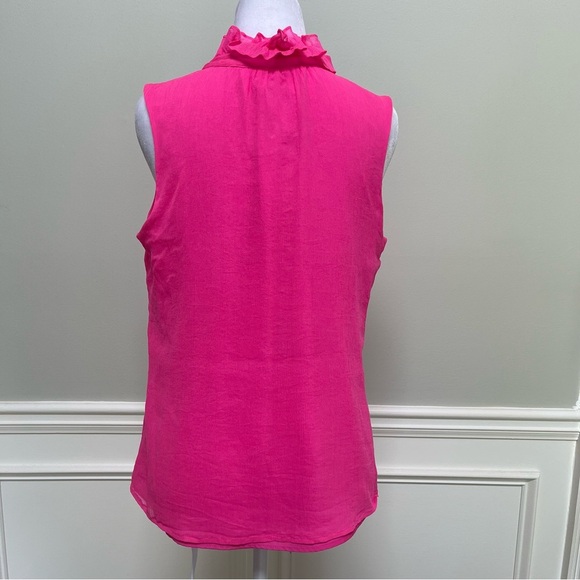 J. Crew Silk Pink Sleeveless Ruffled Blouse Sz 8 - Picture 3 of 8